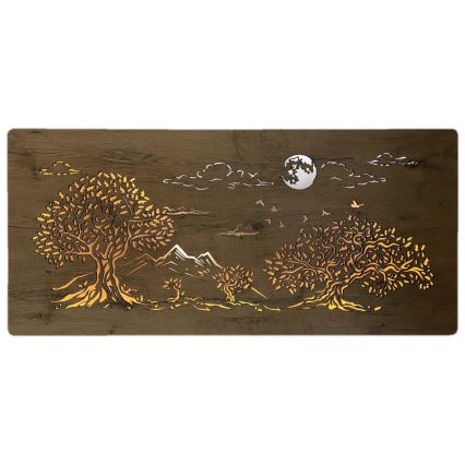 Li-Go 5478/DUB2 - LED Димируема стенна декорация LED/24W/230V 130x60 cm дъб/Четири дъба и луна