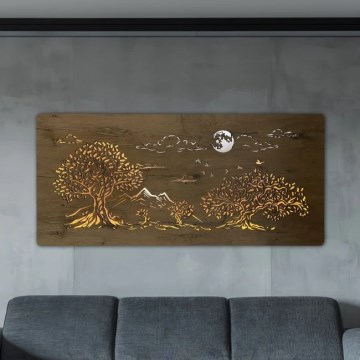 Li-Go 5478/DUB2 - LED Димируема стенна декорация LED/24W/230V 130x60 cm дъб/Четири дъба и луна