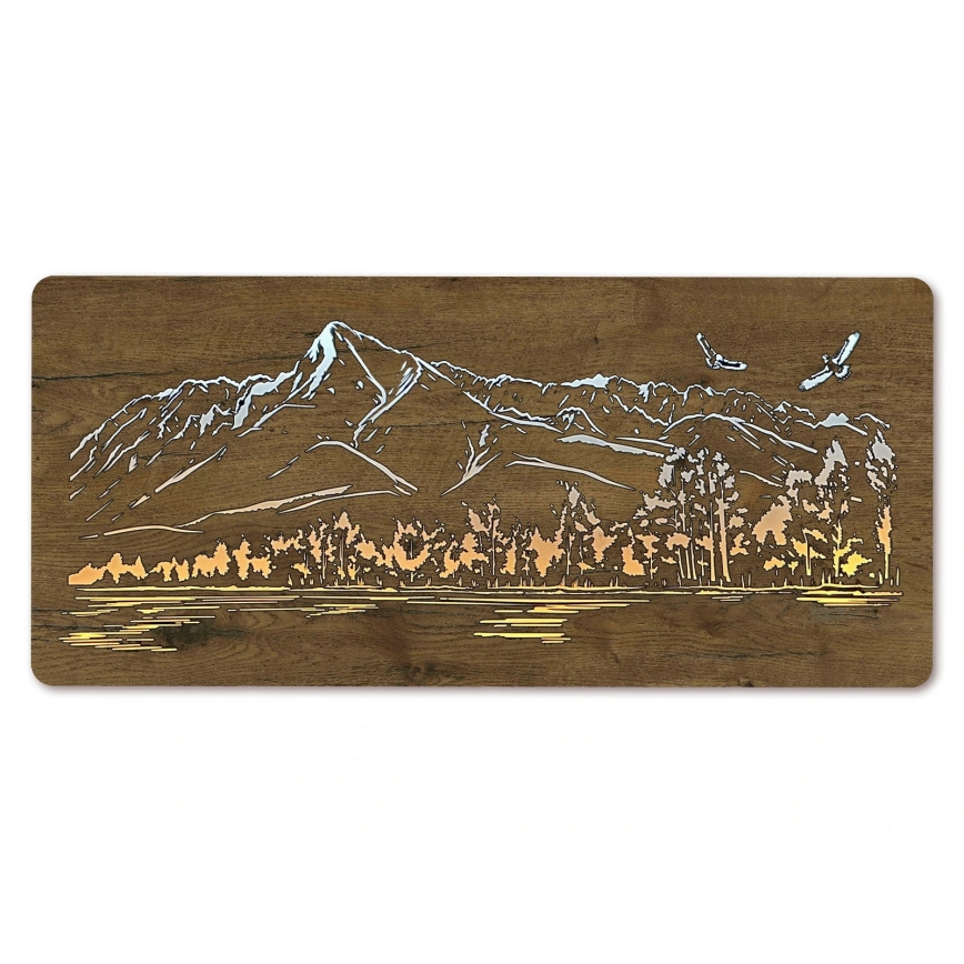 Li-Go 5589/A/DUB2 - LED димируема стенна декорация LED/10W/5V 30000 mAh 110x50 cm дъб/планини с птици