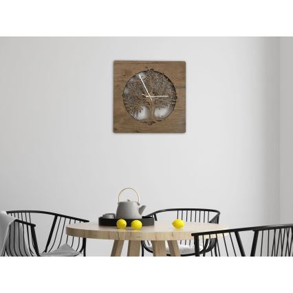 Li-Go 5652/DUB2 - LED часовник с регулируема яркост LED/10W/5V 20000 mAh 42x42 cm дъб/дъб в кръг + дистанционно управление