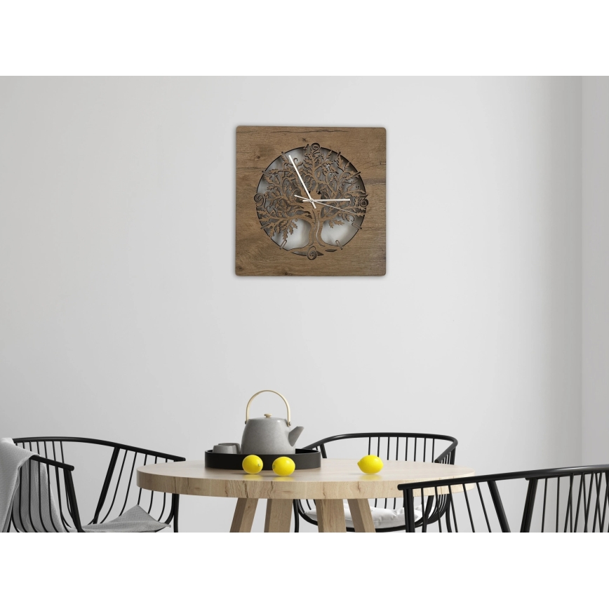 Li-Go 5652/DUB2 - LED часовник с регулируема яркост LED/10W/5V 20000 mAh 42x42 cm дъб/дъб в кръг + дистанционно управление