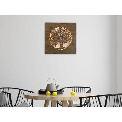 Li-Go 5652/DUB2 - LED часовник с регулируема яркост LED/10W/5V 20000 mAh 42x42 cm дъб/дъб в кръг + дистанционно управление