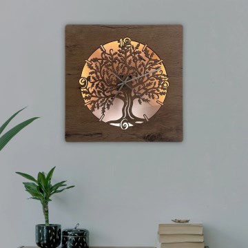 Li-Go 5652/DUB2 - LED часовник с регулируема яркост LED/10W/5V 20000 mAh 42x42 cm дъб/дъб в кръг + дистанционно управление