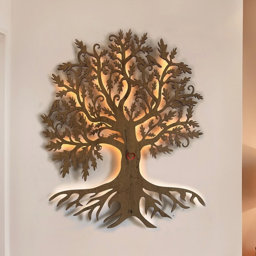 Li-Go 5729/DUB2 - LED стенна декорация със сензор за движение LED/10W/5V 90x110 cm дъб