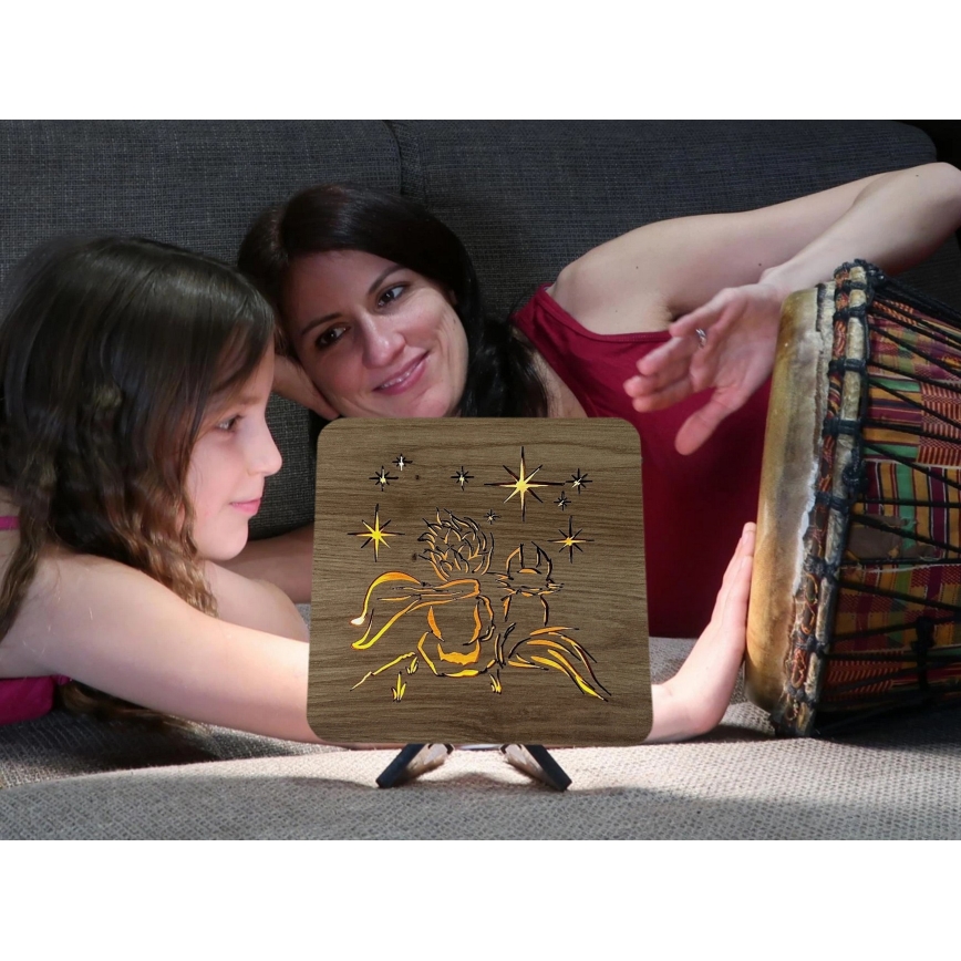 Li-Go 5788/DUB2 - LED настолна декорация LED/12W/230V 19x19 см дъб/Малкият принц