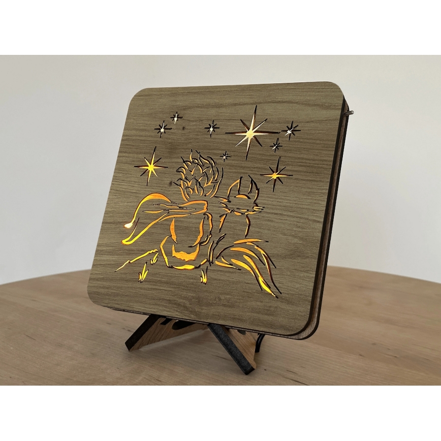 Li-Go 5788/DUB2 - LED настолна декорация LED/12W/230V 19x19 см дъб/Малкият принц