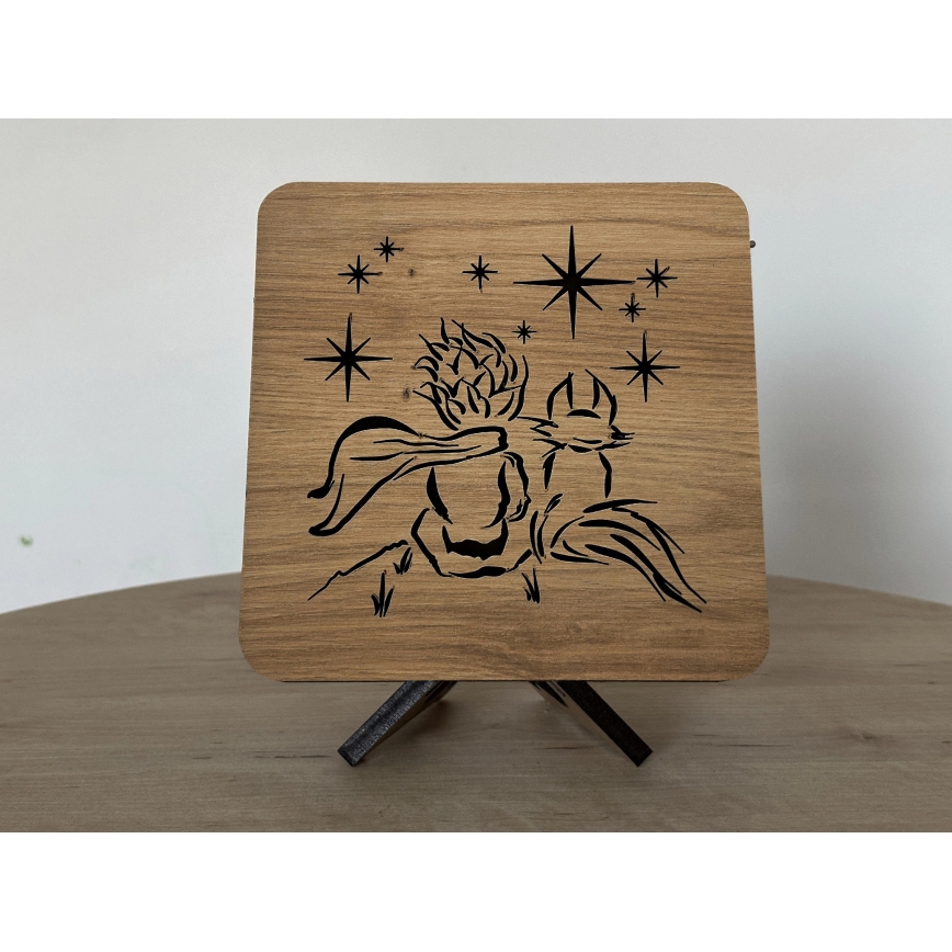 Li-Go 5788/DUB2 - LED настолна декорация LED/12W/230V 19x19 см дъб/Малкият принц