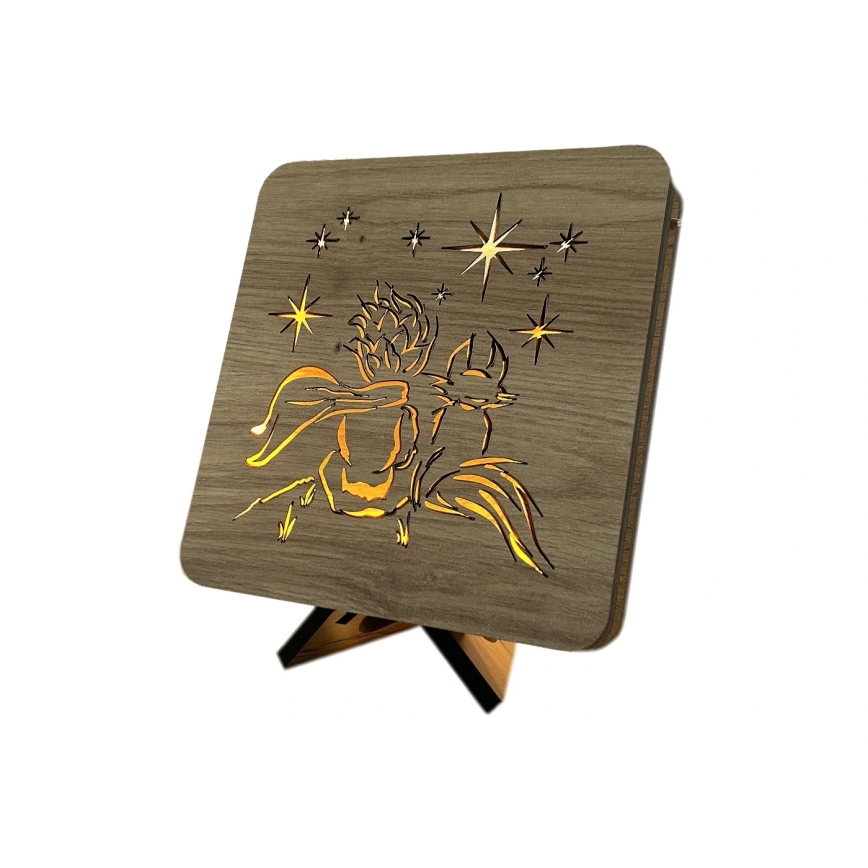 Li-Go 5788/DUB2 - LED настолна декорация LED/12W/230V 19x19 см дъб/Малкият принц