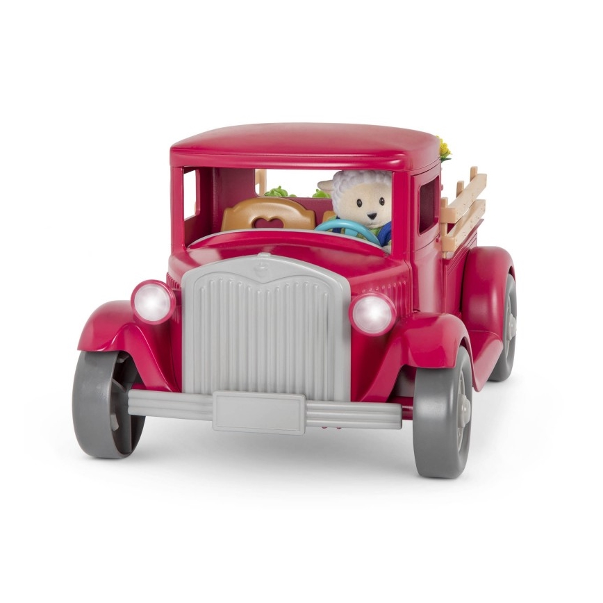 Li'l Woodzeez - Комплект играчки фермерски камион с щанд за храна 3xAAA