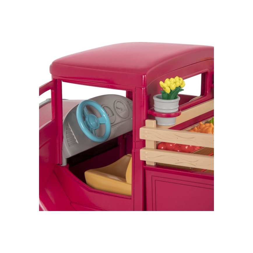 Li'l Woodzeez - Комплект играчки фермерски камион с щанд за храна 3xAAA