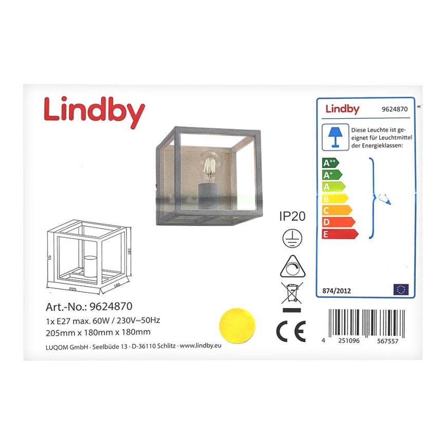 Lindby - Аплик MERON 1xE27/60W/230V