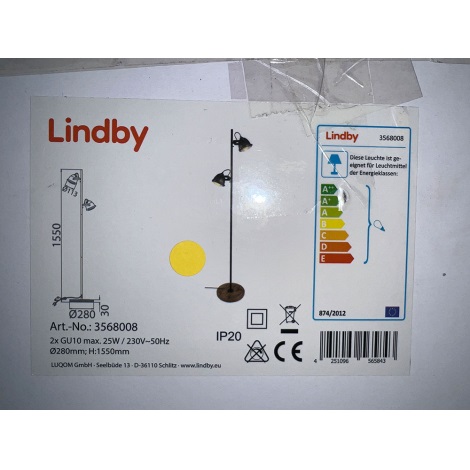 Lindby - Лампион SHILA 2xGU10/25W/230V
