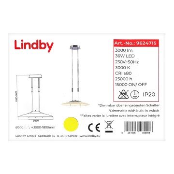 Lindby - LED Димируем пендел AMIDALA LED/36W/230V