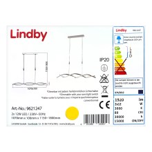 Lindby - LED Димируем пендел AURON 2xLED/12W/230V