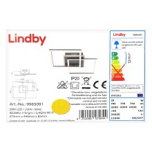 Lindby - LED Димируем плафон CLEAS LED/29W/230V + дистанционно управление