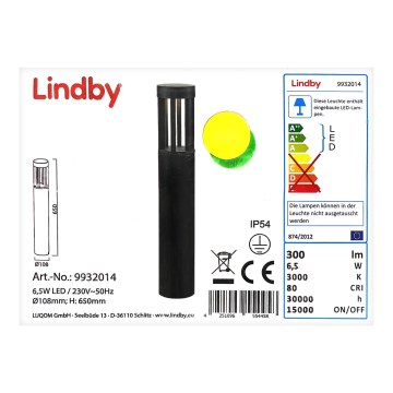Lindby - LED Екстериорна лампа JORDIS LED/6,5W/230V