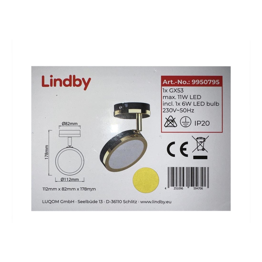 Lindby - LED Спот 1xGX53/6W/230V