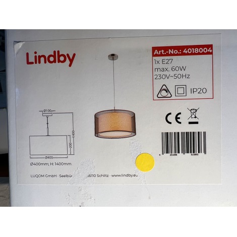 Lindby - Пендел NICA 1xE27/60W/230V