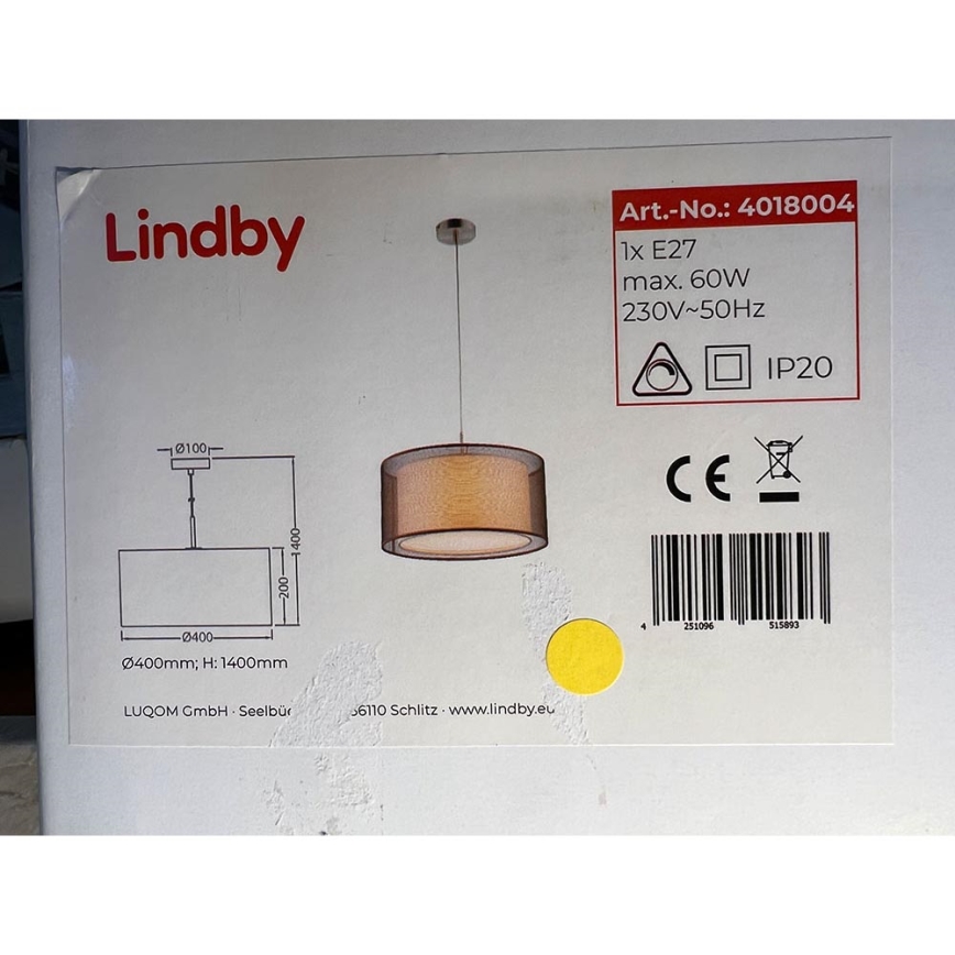 Lindby - Пендел NICA 1xE27/60W/230V