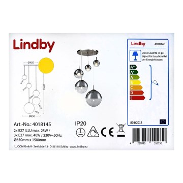 Lindby - Пендел RAVENA 3xE27/40W/230V + 2xE27/25W/230V