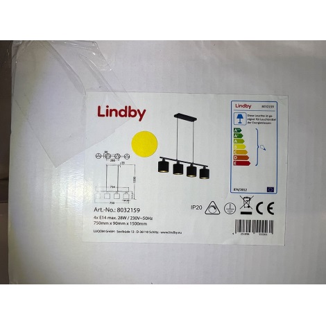 Lindby - Пендел VASILIA 4xE14/28W/230V
