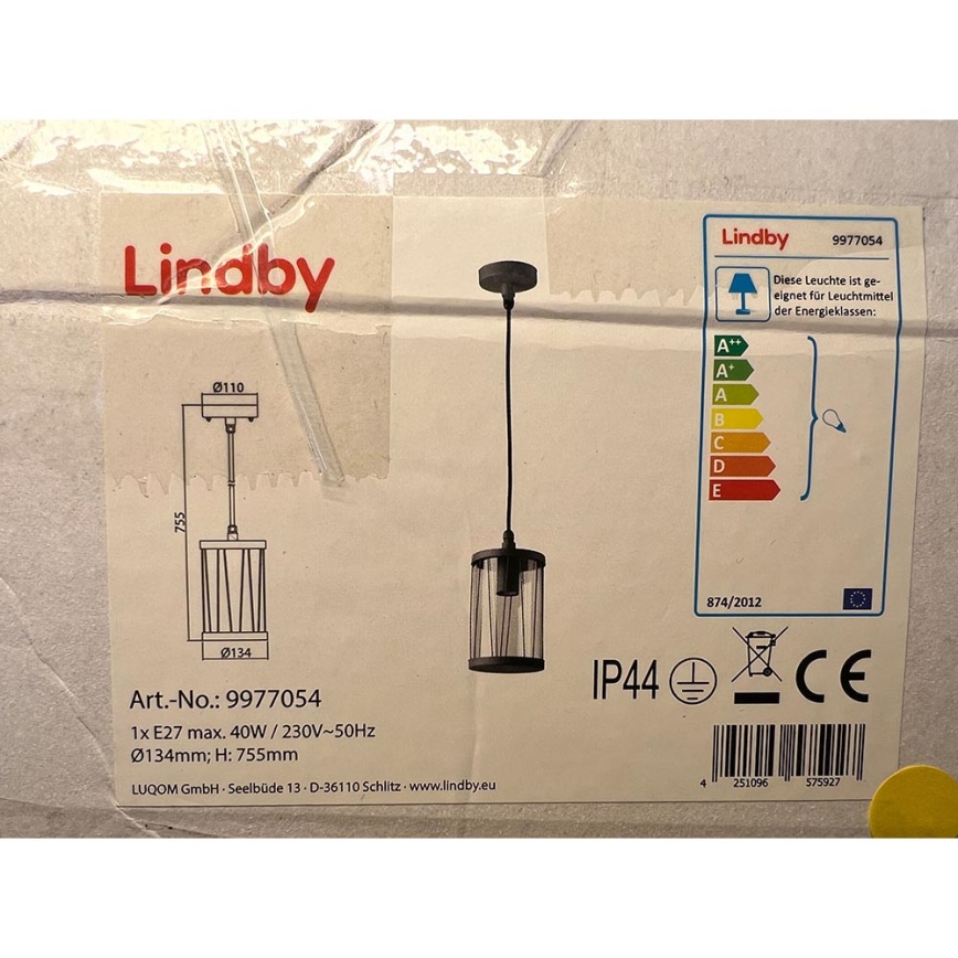 Lindby - Пендел YONAN 1xE27/40W/230V IP44