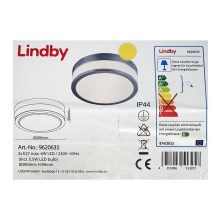 Lindby - Плафон за баня FLAVI 2xE27/15W/230V IP44 лъскав хром
