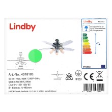 Lindby - Таванен вентилатор с лампа CEDRIK 5xE14/40W/230V