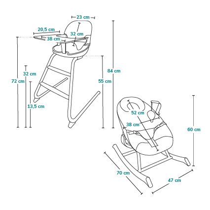 Lionelo - 4-в-1 детски стол за хранене DALIA SET, сив/натурален