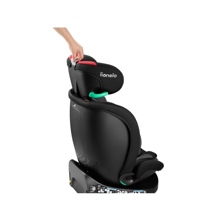 Lionelo - Автокресло с основа, въртящо се NAVY i-Size 40-150 см черно/червено