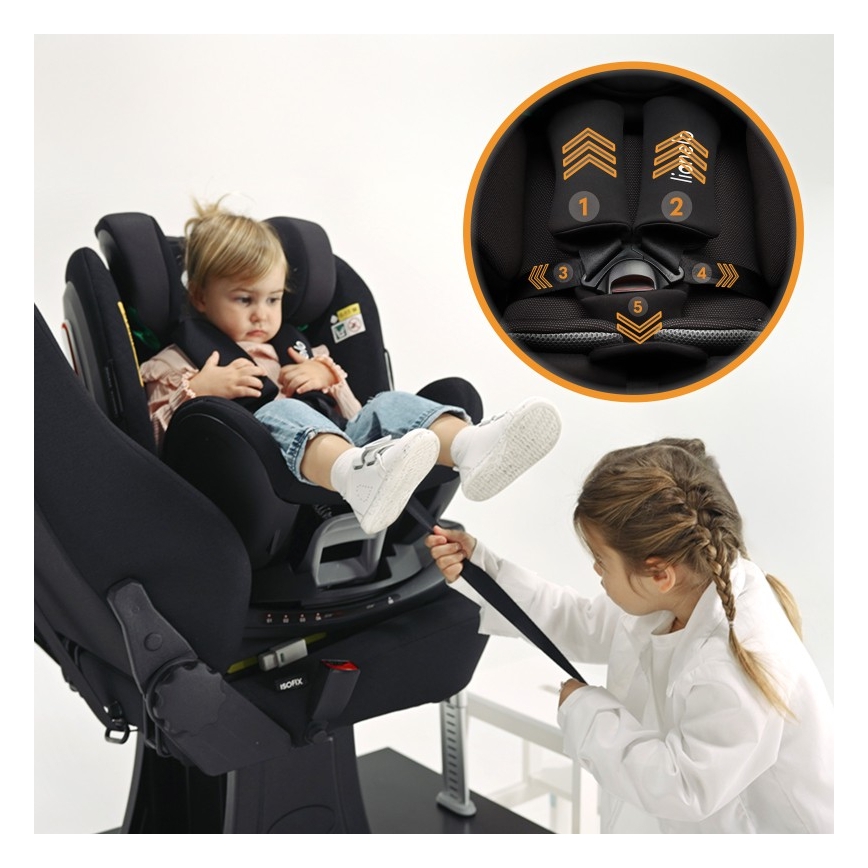 Lionelo - Автокресло с въртяща се основа ANTOON PLUS i-Size 40-105 cm Черен оникс