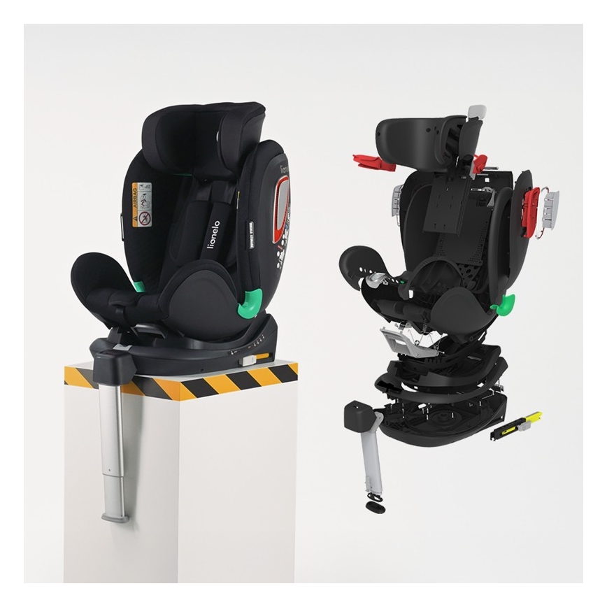 Lionelo - Автокресло с въртяща се основа ANTOON PLUS i-Size 40-105 cm Черен оникс