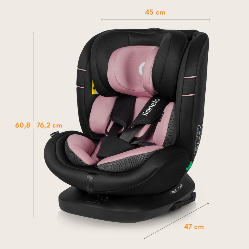 Lionelo - Автокресло с въртяща се база BASTIAAN i-Size 40-150 см Pink Rose