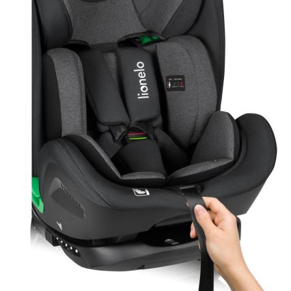 Lionelo - Автокресло с въртяща се основа HARPER i-Size 76-150 cm Black Carbon