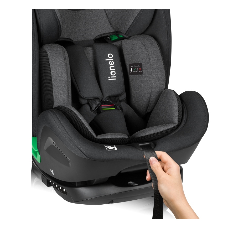 Lionelo - Автокресло с въртяща се основа HARPER i-Size 76-150 cm Black Carbon