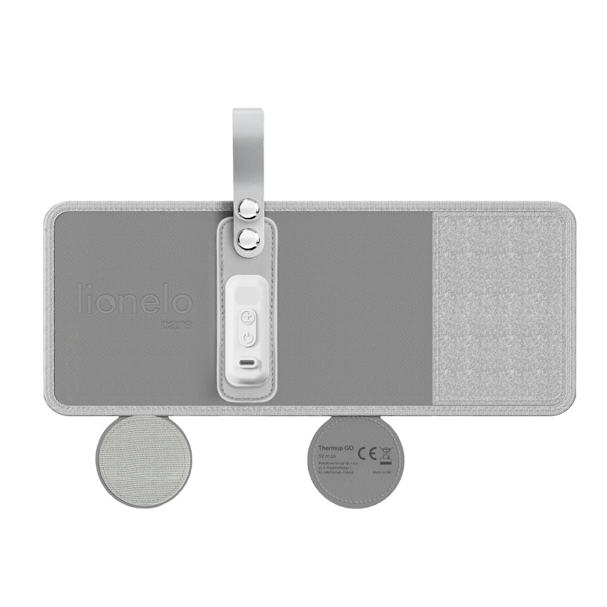 Lionelo - Акумулаторен подгревател за шишета THERMUP GO 18W/5V Сиво-сребрист