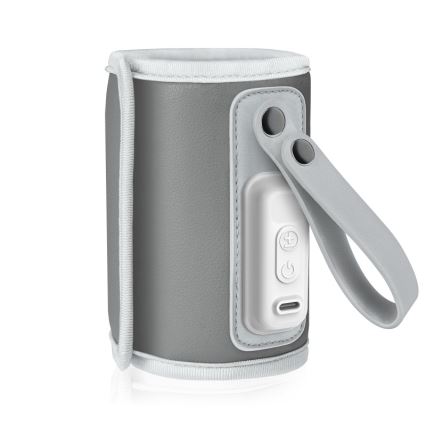 Lionelo - Акумулаторен подгревател за шишета THERMUP GO 18W/5V Сиво-сребрист