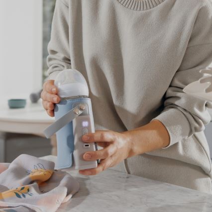 Lionelo - Акумулаторен подгрявач за бебешки шишета THERMUP GO PLUS 10W/5V син/сив