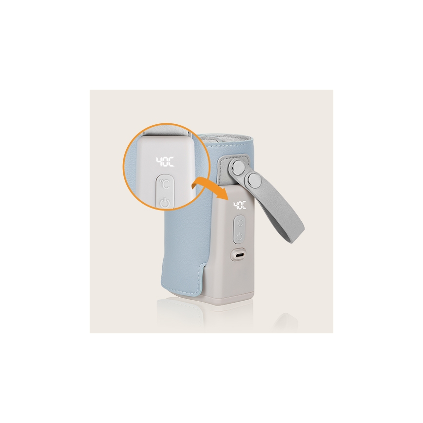 Lionelo - Акумулаторен подгрявач за бебешки шишета THERMUP GO PLUS 10W/5V син/сив