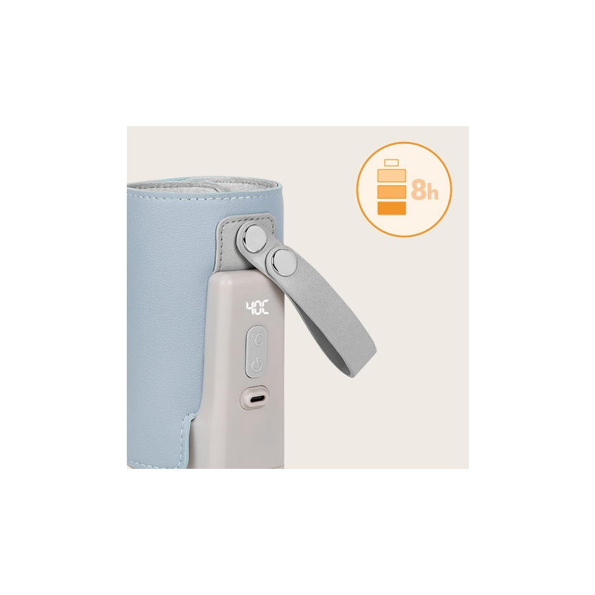 Lionelo - Акумулаторен подгрявач за бебешки шишета THERMUP GO PLUS 10W/5V син/сив