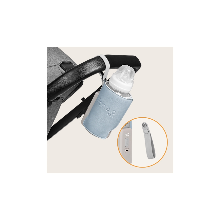 Lionelo - Акумулаторен подгрявач за бебешки шишета THERMUP GO PLUS 10W/5V син/сив
