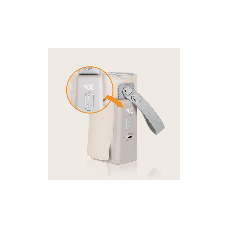 Lionelo - Акумулаторен подгрявач за шишета THERMUP GO PLUS 10W/5V бежов