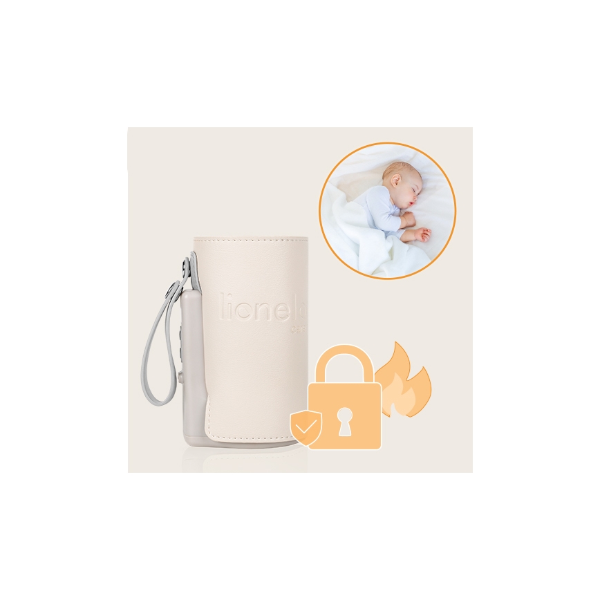 Lionelo - Акумулаторен подгрявач за шишета THERMUP GO PLUS 10W/5V бежов