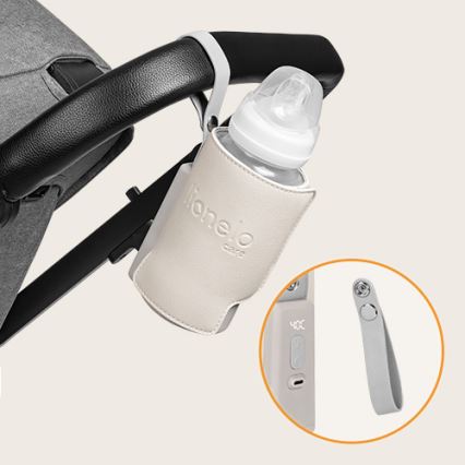 Lionelo - Акумулаторен подгрявач за шишета THERMUP GO PLUS 10W/5V бежов