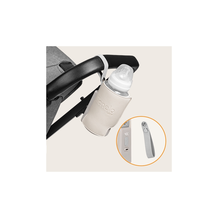 Lionelo - Акумулаторен подгрявач за шишета THERMUP GO PLUS 10W/5V бежов