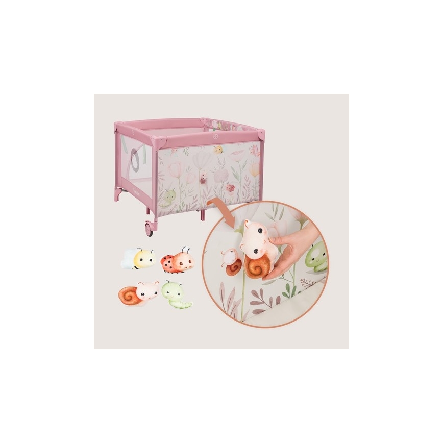 Lionelo - Бебешка игрална кошара MILLE PLUS розова