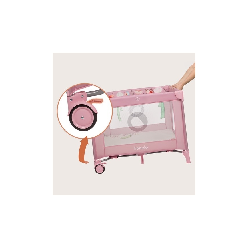 Lionelo - Бебешка игрална кошара MILLE PLUS розова