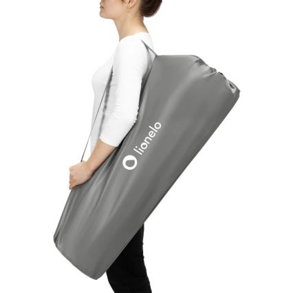 Lionelo - Бебешка игрална кошара ROEL PLUS, сива/многоцветна