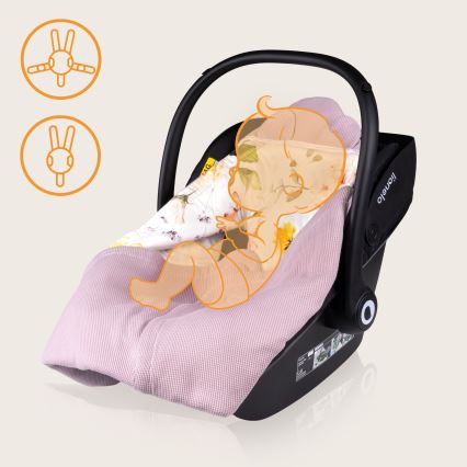 Lionelo - Бебешка завивка за столче за кола TRAVEL SWADDLE 90x90 см, розови цветя