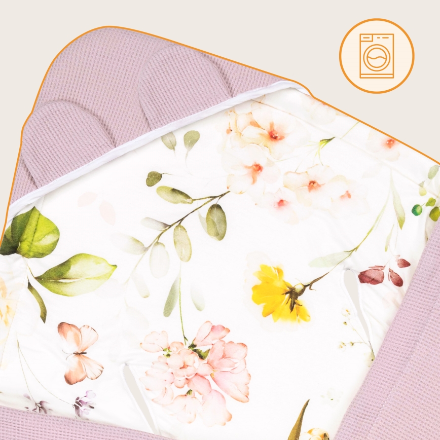 Lionelo - Бебешка завивка за столче за кола TRAVEL SWADDLE 90x90 см, розови цветя